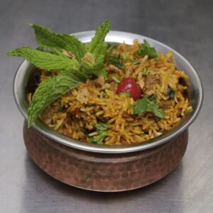 Biryani – Cozinha asiática Lisboa - arroz basmati. Servido com legumes, frango, borrego ou camarões